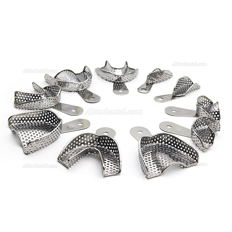 2Pcs/Pack Dental Stainless Steel Impression Trays (Upper and Lower L M S Anterior Lateral )